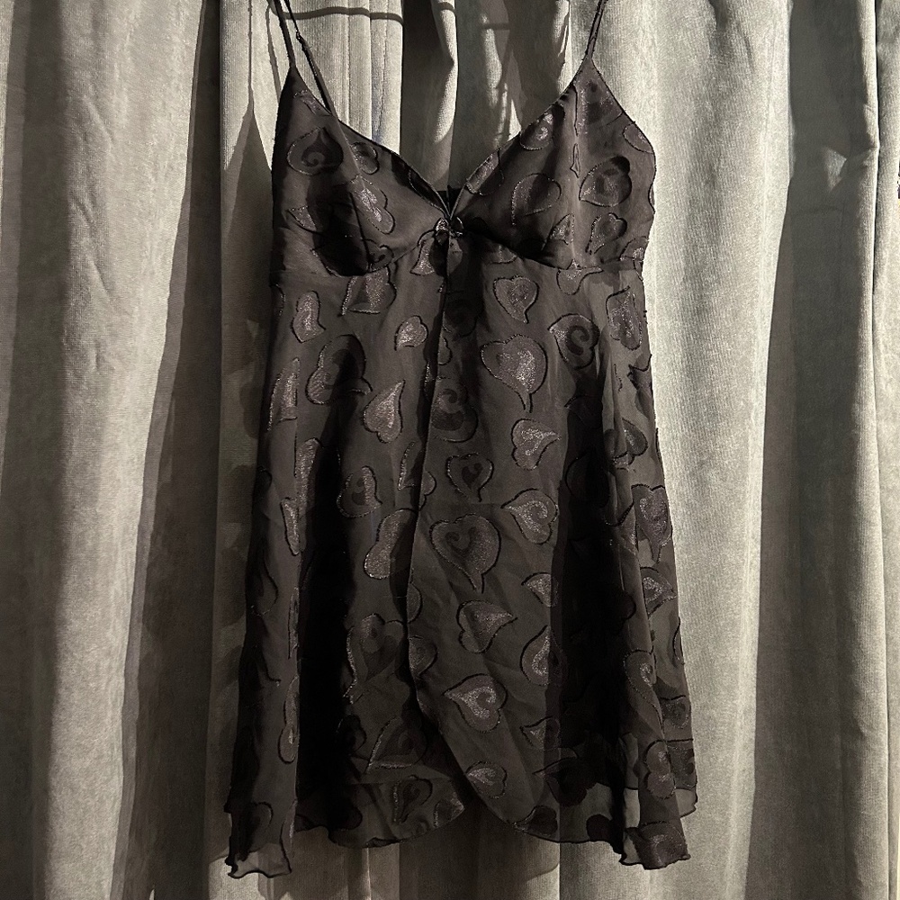 Black Babydoll 2000s Victoria’s Secret Heart Split Lingerie Top